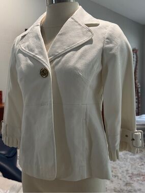 LOFT Cream Single-Button Tailored Blazer 3/4 sleeve